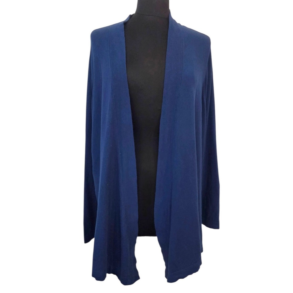 Lands End Open Front Cardigan Sweater Blue Long Sleeves Lightweight Women's 2X